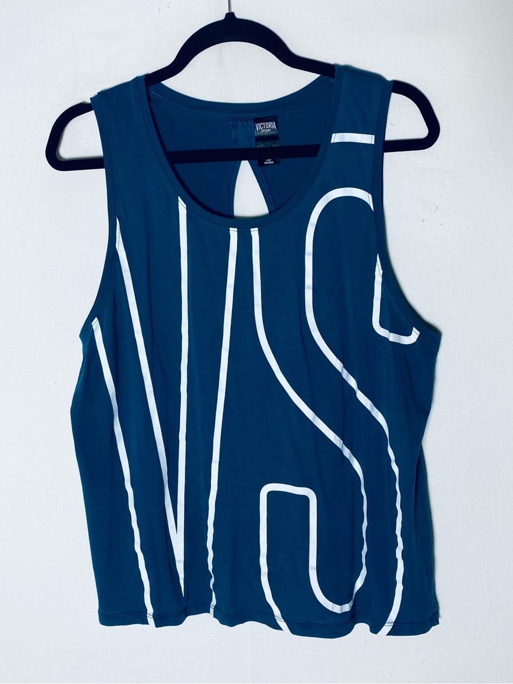 Victoria's Secret Sport Teak Blue VS Graphic Keyhole Back Athletic Tank L